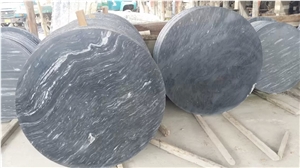 China Black Wood Vein Marble Table Tops,Guangxi Black Wood Grain Marble Table Tops,Black Marble Round Table Tops