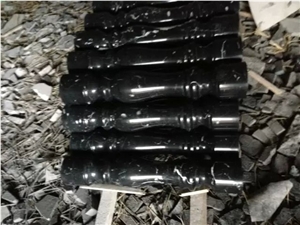 China Marquina Marble Baluster,Guangxi Nero Marquina Marble Balustrades,Porch Stone Handrail,Balcony Marble Staircase Rails,Black Marble Railings