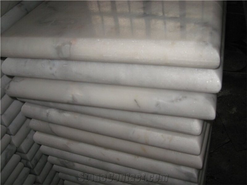 China White Marble Wall Coping,Guangxi White Marble Pillar Caps,Chinese Carrara White Marble Pier Caps,White Marble Column Tops