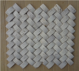 China White Travertine 3d Mosaic,Chinese White Travertine Wall Mosaic Panel,Natural White Travertine Stone Mosaic Pattern for Interior Wall Decoration