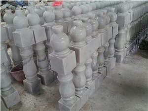 Guangxi White Marble Baluster,China Carrara White Marble Balustrades,Porch Stone Handrail,White Marble Staircase Rails,Balcony Marble Railings