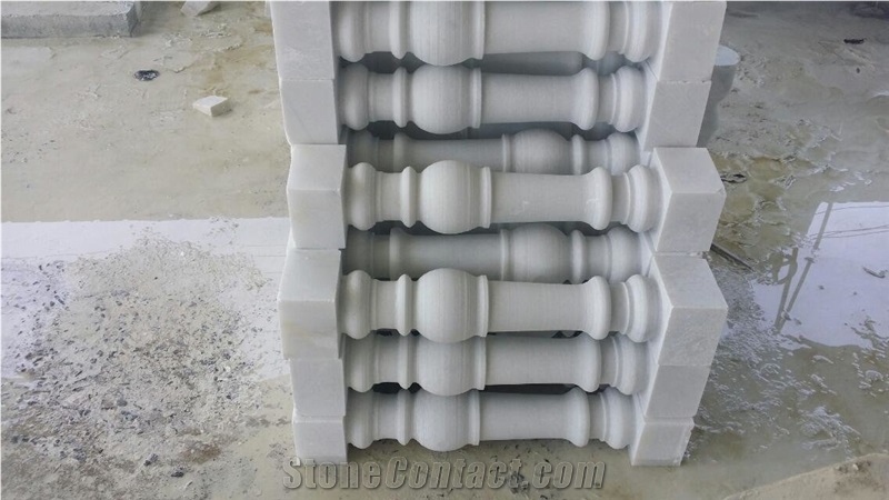 Guangxi White Marble Baluster,China Carrara White Marble Staircase Rails,Stone Balcony Railings,White Marble Handrails,Marble Stone Balustrades