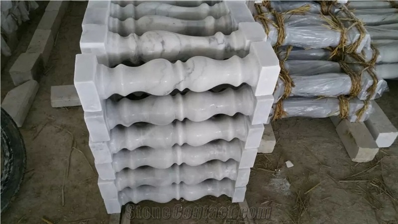 Guangxi White Marble Balustrade,China Carrara White Marble Handrail,Stone Staircase Rails,Marble Baluster,Guangxi White Marble Railings