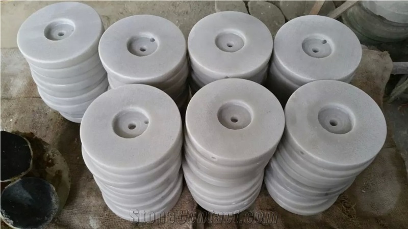 Guangxi White Marble Base,Chinese Carrara White Marble Round Base for Coat Hanger,China White Marble Base for Home Decoration