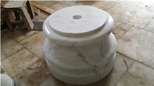 Guangxi White Marble Base for Exterior Landscaping Decoration,China Carrara White Marble Umbrella Base,China White Marble Umbrella Base for Garden