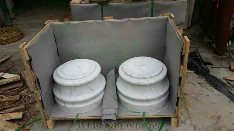 Guangxi White Marble Base for Exterior Landscaping Decoration,China Carrara White Marble Umbrella Base,China White Marble Umbrella Base for Garden