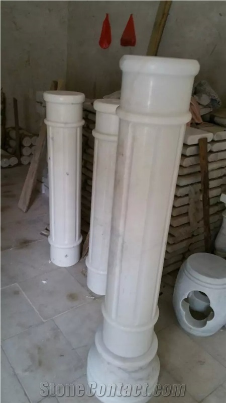 Guangxi White Marble Column,China Carrara White Marble Roman Columns,China White Marble Ionic Columns Doric Columns Corinthian Columns