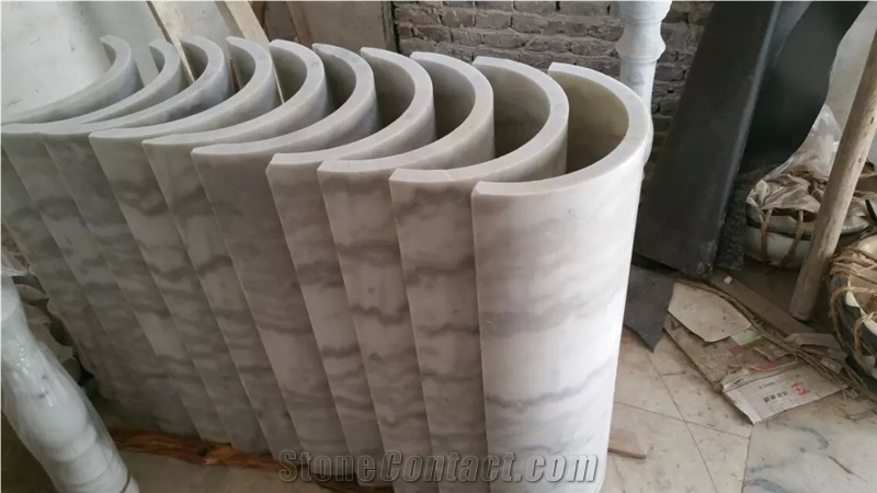 Guangxi White Marble Columns,China Carrara White Marble Ionic Columns Doric Columns,China White Marble Architectural Columns,Marble Stone Pillars