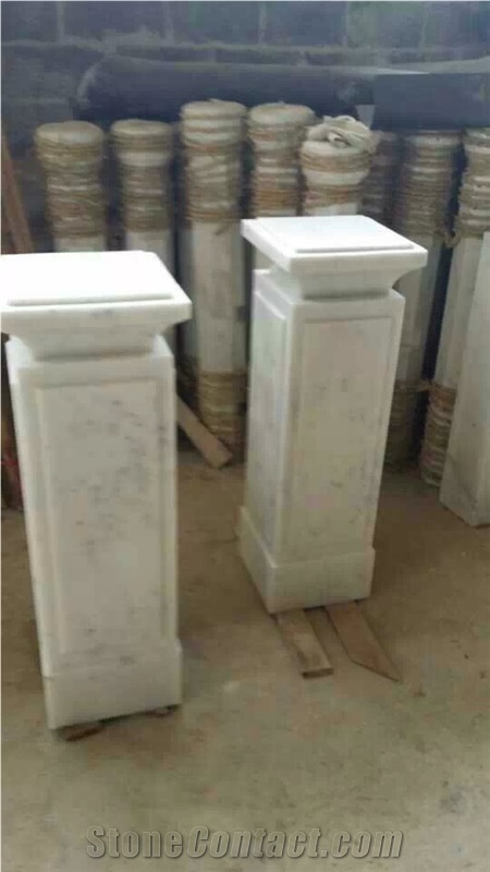 Guangxi White Marble Gate Columns,China Carrara White Marble Gate Pillars,China White Marble Gate Post