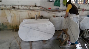 Guangxi White Marble Oval Table Tops,China Carrara White Marble Table Tops,Polished Guangxi White Marble Work Tops