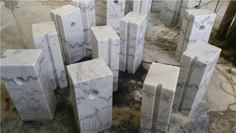 Guangxi White Marble Parking Stone,China Carrara White Marble Parking Curbs,White Marble Parking Barriers,China White Marble Car Parking Stone