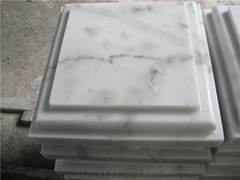 Guangxi White Marble Pillar Caps,China Carrara White Marble Wall Coping,China White Marble Pier Caps Finials Capitals