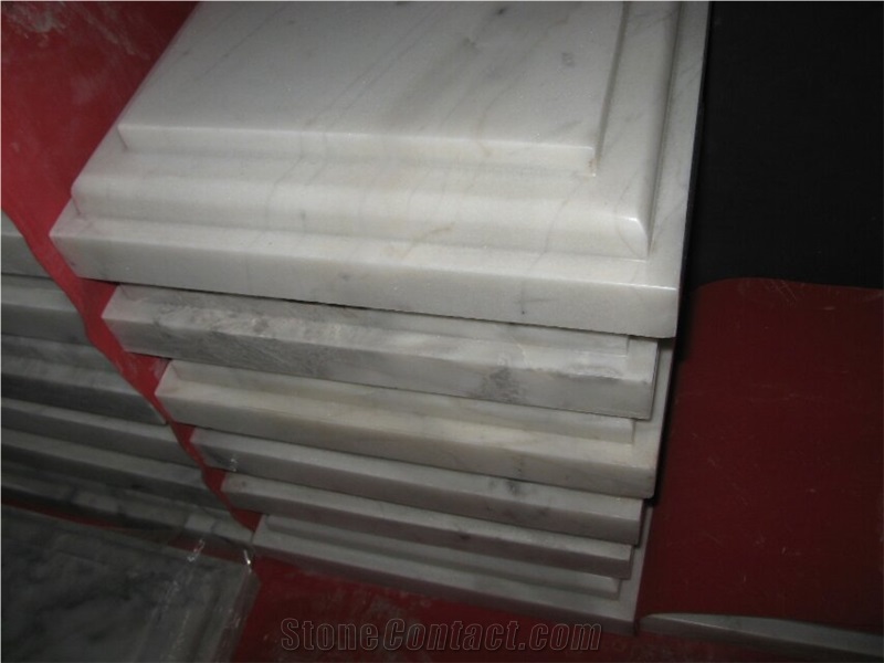 Guangxi White Marble Pillar Caps,China Carrara White Marble Wall Coping,China White Marble Pier Caps Finials Capitals