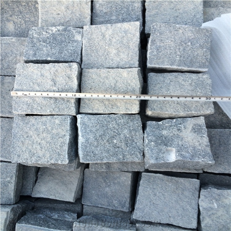 Natural G654 Granite Cube Stone,G654 Granite Patio Flooring Pavers,Dark Grey Granite Paving Stone for Driveway/Walkway