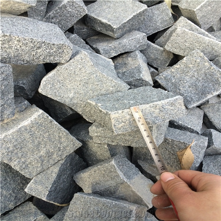 Natural G654 Granite Cube Stone,G654 Granite Patio Flooring Pavers,Dark Grey Granite Paving Stone for Driveway/Walkway