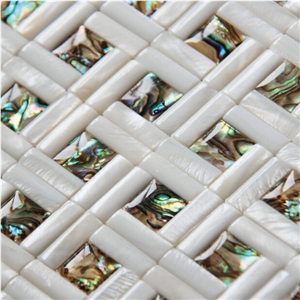 Natural Sea Shell 3d Cladding,Freshwater Sea Shell Mixed Abalone Sea Shell Decorating Wall Mosaic Panel,Square Mixed Strip Shaped Sea Shell Mosaic Pattern Wall Cladding for Interior Decor