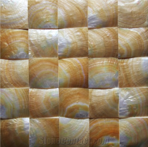 Natural Sea Shell 3d Cladding,Yellow Butterfly Sea Shell Decorative Wall Mosaic Panel,Square Shaped Sea Shell Mosaic Pattern Wall Cladding for Interior Wall Decor