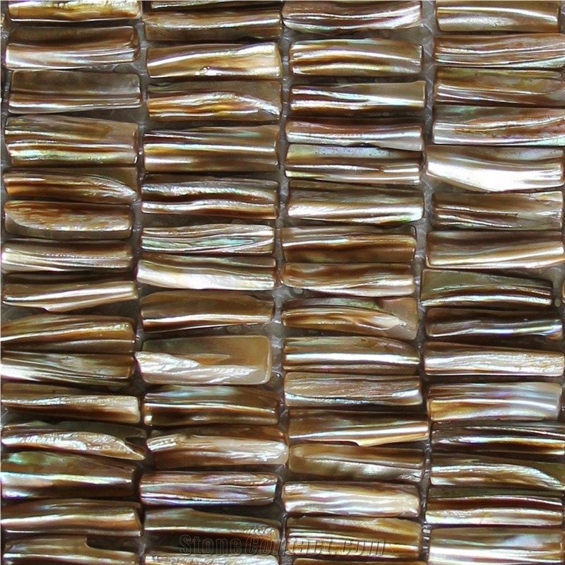 Natural Sea Shell 3d Mosaic,Freshwater Sea Shell Wall Mosaic Panel,Strip Shaped Sea Shell Mosaic Pattern for Interior Wall Decoration