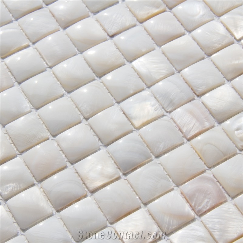 Natural Sea Shell 3d White Mosaic,Freshwater Sea Shell Wall Mosaic Panel,Square Shaped Sea Shell Mosaic Pattern for Interior Wall Decoration