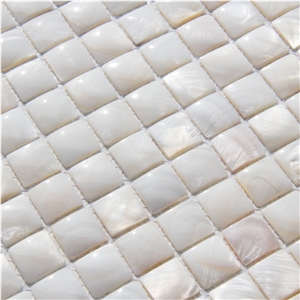 Natural Sea Shell 3d White Mosaic,Freshwater Sea Shell Wall Mosaic Panel,Square Shaped Sea Shell Mosaic Pattern for Interior Wall Decoration