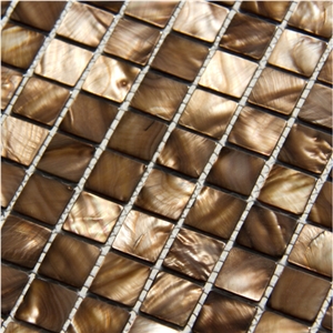 Natural Sea Shell Bronze Mosaic,Freshwater Sea Shell Wall Mosaic Panel,Square Shaped Sea Shell Mosaic for Interior Wall Decor