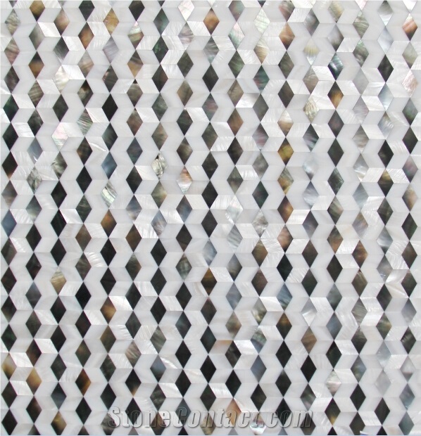 Natural Sea Shell Cladding,Black Butterfly Sea Shell Mixed Freshwater Sea Shell Decorative Wall Mosaic Panel,Rhombus Shaped Sea Shell Mosaic Pattern Wall Cladding for Interior Decor