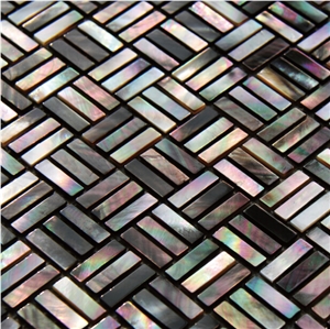 Natural Sea Shell Mosaic,Black Butterfly Sea Shell Wall Mosaic Panel,Strip Shaped Sea Shell Mosaic Pattern for Interior Wall Decoration