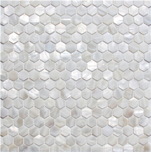 Natural Sea Shell Mosaic,Freshwater Sea Shell Wall Mosaic Panel,Hexagon Shaped Sea Shell Mosaic Pattern for Interior Wall Decoration