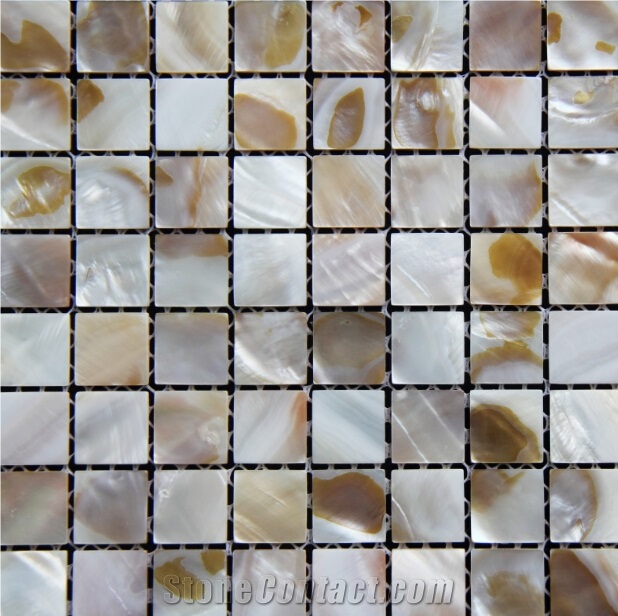 Natural Sea Shell Mosaic,Freshwater Sea Shell Wall Mosaic Panel,Square Shaped Sea Shell Mosaic Pattern for Interior Wall Decoration