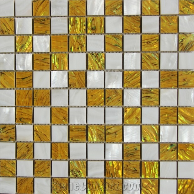 Natural Sea Shell Mosaic,Freshwater Shell Mixed Colored Abalone Shell Wall Mosaic,Square Shaped Sea Shell Mosaic Pattern for Interior Wall Decoration
