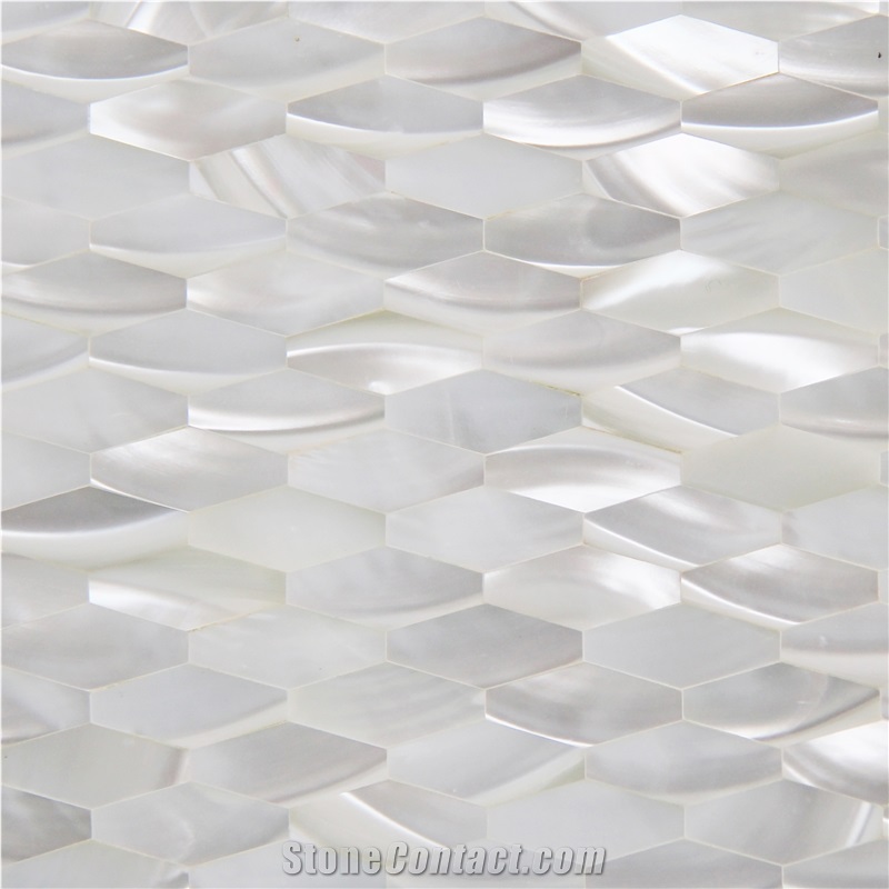 Natural Sea Shell Wall Mosaic,Trochus Sea Shell Mosaic Pattern,Rhombus Shaped Sea Shell Wall Decor for Interior Decoration