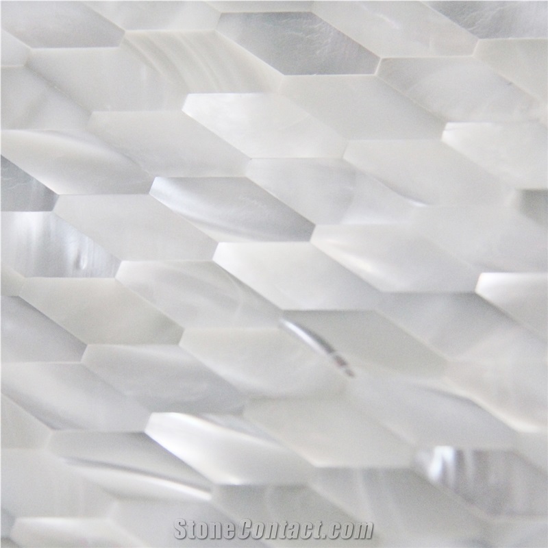 Natural Sea Shell Wall Mosaic,Trochus Sea Shell Mosaic Pattern,Rhombus Shaped Sea Shell Wall Decor for Interior Decoration