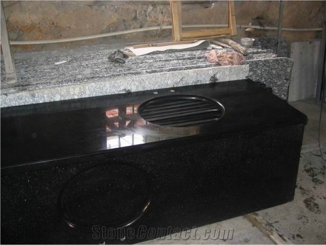 Pure Black Marble Kitchen Countertops,Guangxi Black Marble Kitchen Worktops,Polished Black Marble Kitchen Top