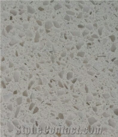 Crystal White Slabs, White Quartz Stone Tiles & Slabs, Engineered Stone, Terrazzo