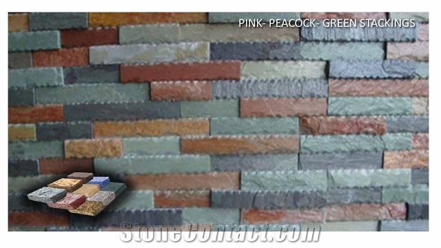 Pink Green Limestone Cultured Stone, Multicolor Limestone Ledge, Stone Wall Decor