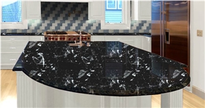 Portoro Quartz Countertops, Black Quartz Stone Kitchen Countertops, Island Tops