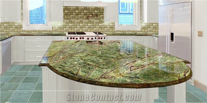 Rainforest Green Countertops, Green Granite Kitchen Countertops India