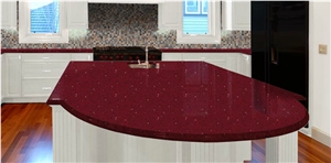 Rosso Quartz Countertop, Red Quartz Stone Kitchen Countertops, Island Tops India