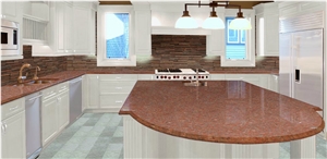 Ruby Red Granite Countertops, Red Granite Kitchen Countertops, Island Tops