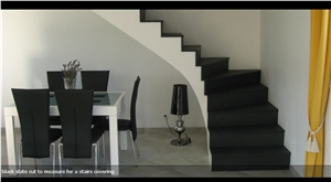 Black Diamond Slate Cut to Measure Stairs, Black Slate Stairs & Steps Brazil