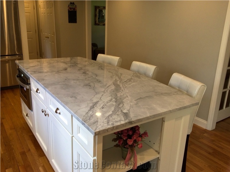 Super White Quartzite Kitchen Countertops