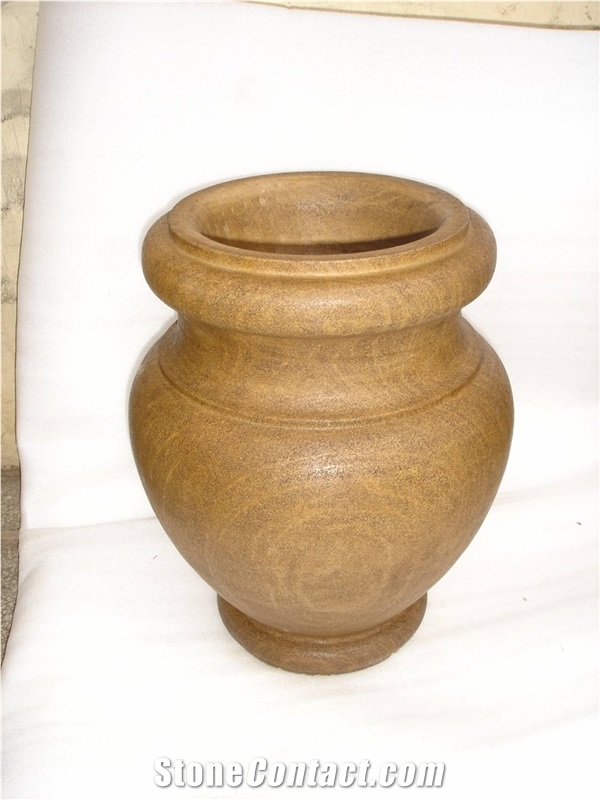 Antique Pot Planter, Yellow Sandstone Home Decorative Pots