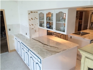 Calacatta Gold Kitchen with Laminated 1 1/2" Ogee Dupont Edge