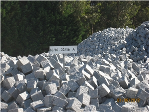 Granito Roriz 16x16, 22x16cm Cobble Stones, Grey Granite Cube Stone & Pavers, Cobble Stone