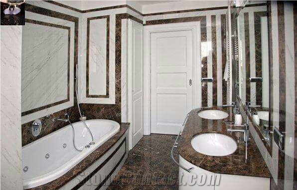 Marron Imperial Marble Bath Design, Bathroom Decorating