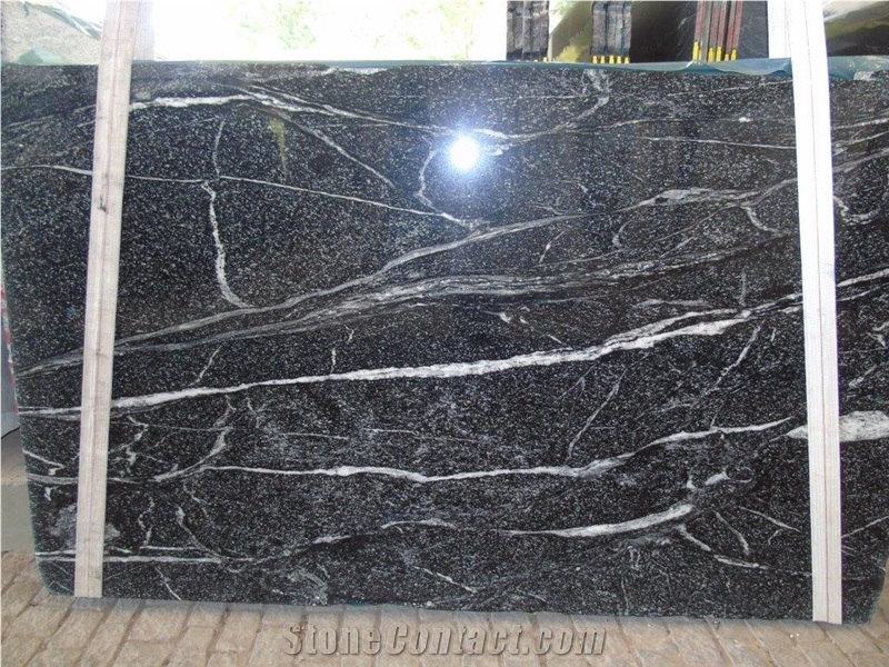 Galactico Granite Slabs, Brazil Black Granite