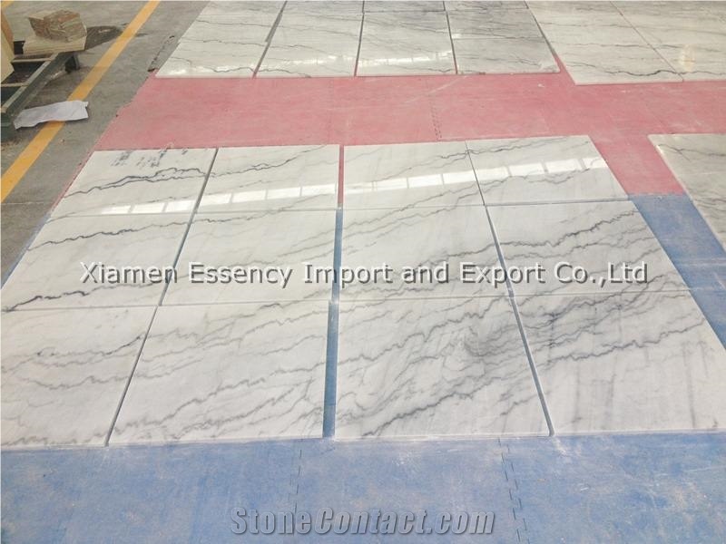 Chinese Guangxi White Marble Tile Bookmatched