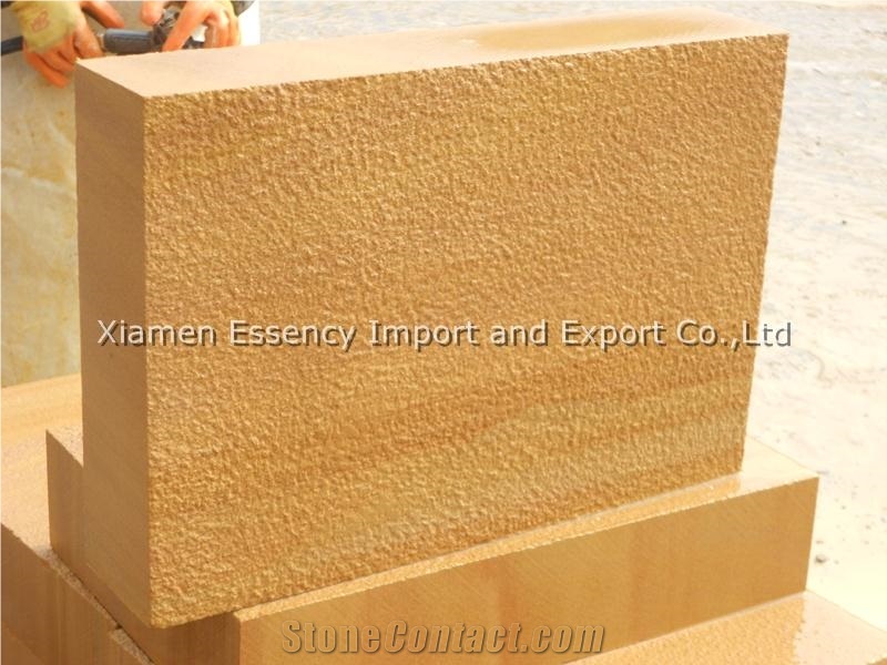 Yellow Sandstone Slabs & Tiles with Wood Veins,China Yellow Sandstone