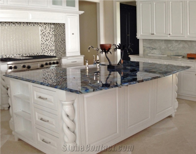 Stunning Kitchen Featuring Blue Agate Semi-Precious Stone