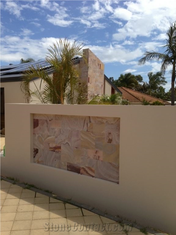Kimberley Sandstone Diamond Cut Wall Cladding Tiles, Multicolor Sandstone for Building Stone, Wall Tiles